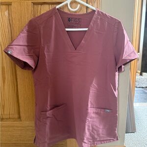 Figs Technical Collection Dusty Rose Top With Straight Leg Pants